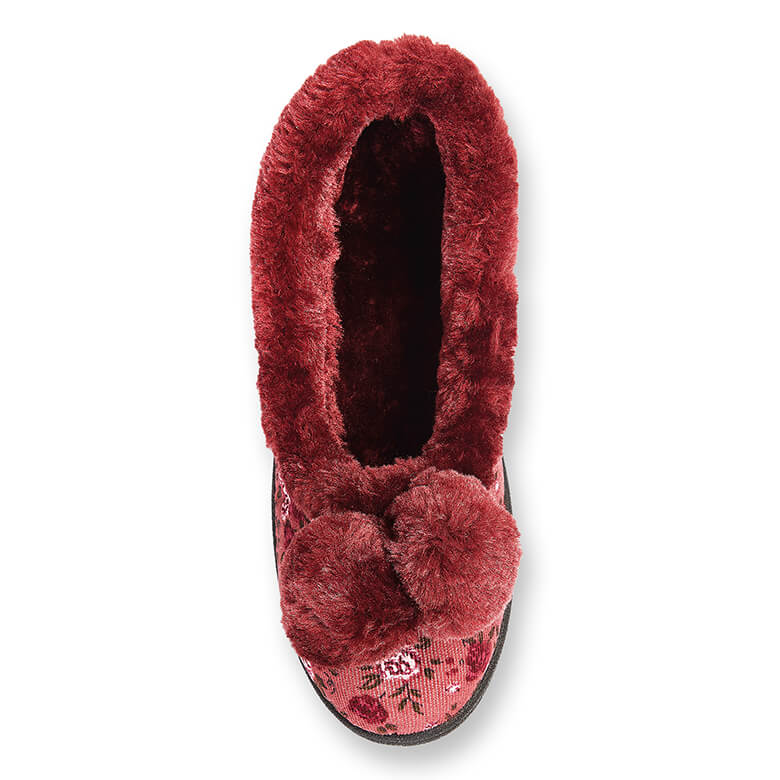 Pom Pom Ballerina Slippers Garnet