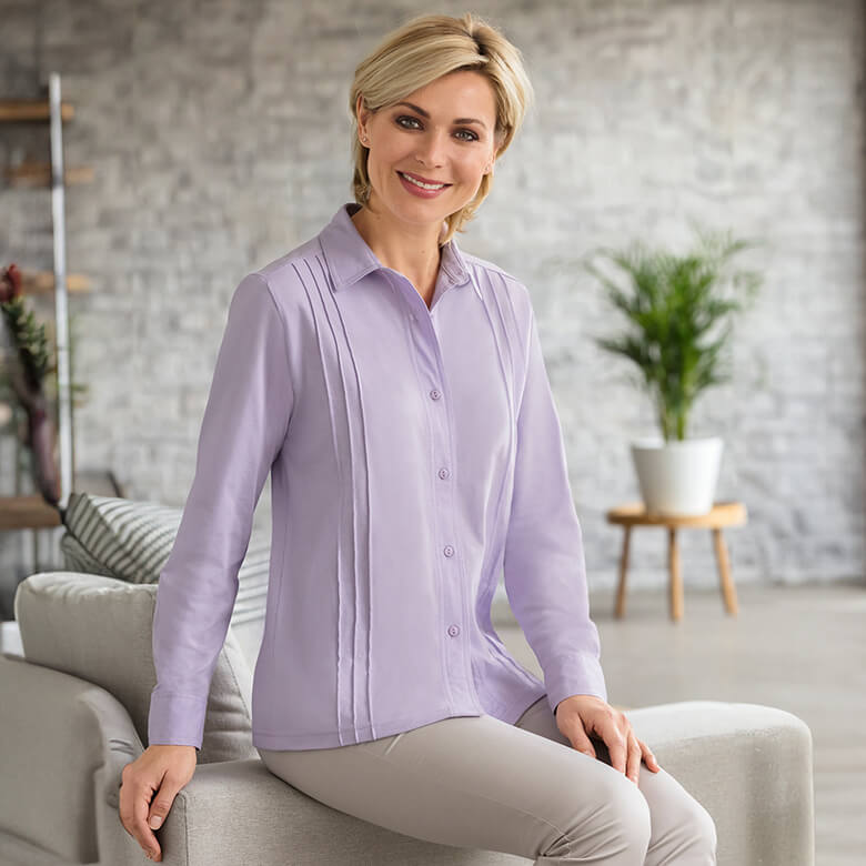 Lilac Jersey Pintuck Blouse - Buy 2 & Save £5