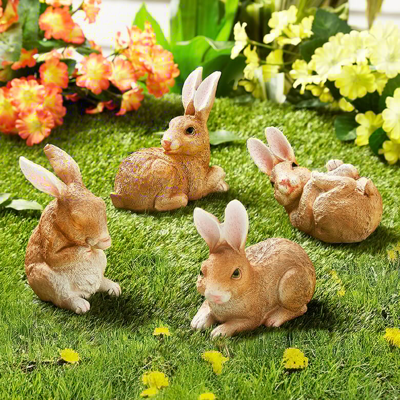 Set of 4 Rabbit Garden Ornaments