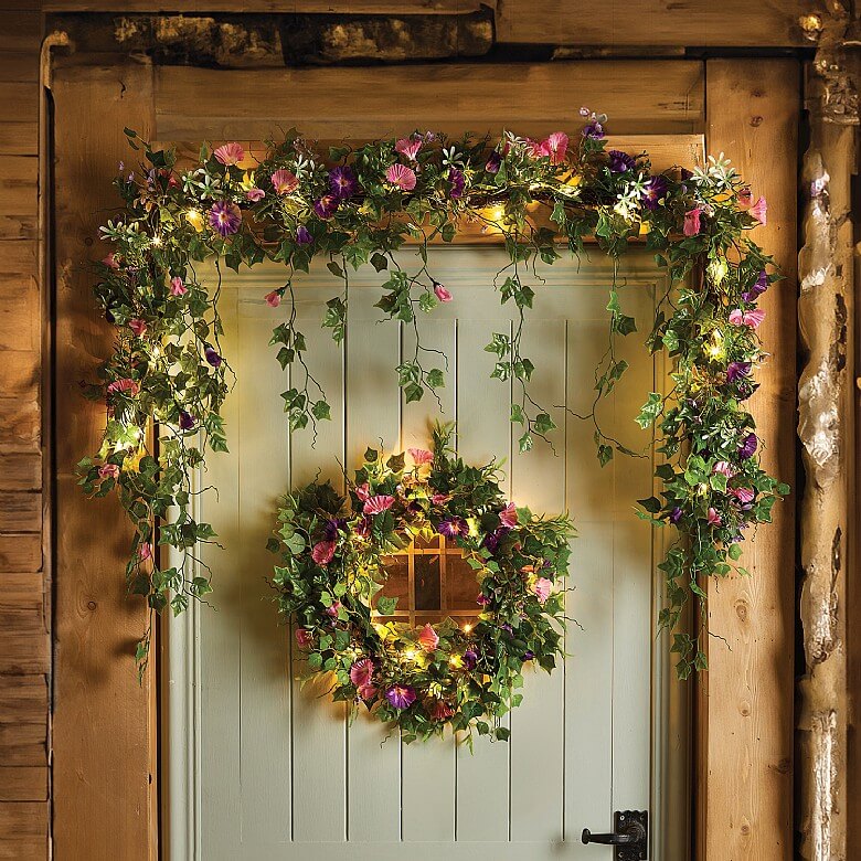 40cm Pre-Lit Morning Glory Wreath Coopers Of Stortford