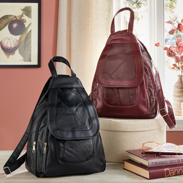 Burgundy backpack purse sales