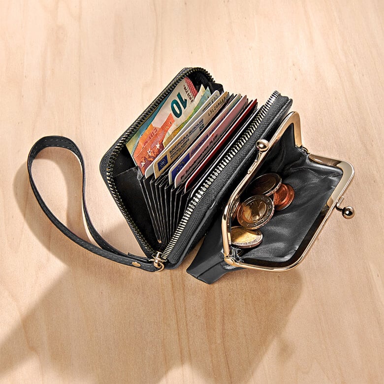 Black RFID Wallet with Attachable Coin Purse Coopers Of Stortford