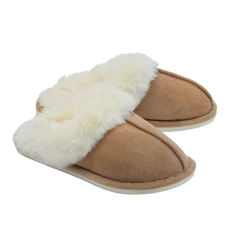 Beige Washable Fur Trim Slippers Coopers Of Stortford