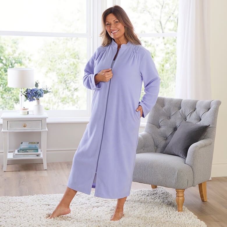 chinese dress ladies Oksun Womens Hooded Fleece Robe: Full Length Cozy Zipper Bathrobe