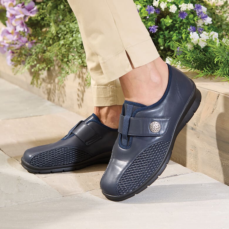 Leather Sneakers Womens Navy Leather Trainers Navy Ladies Touch