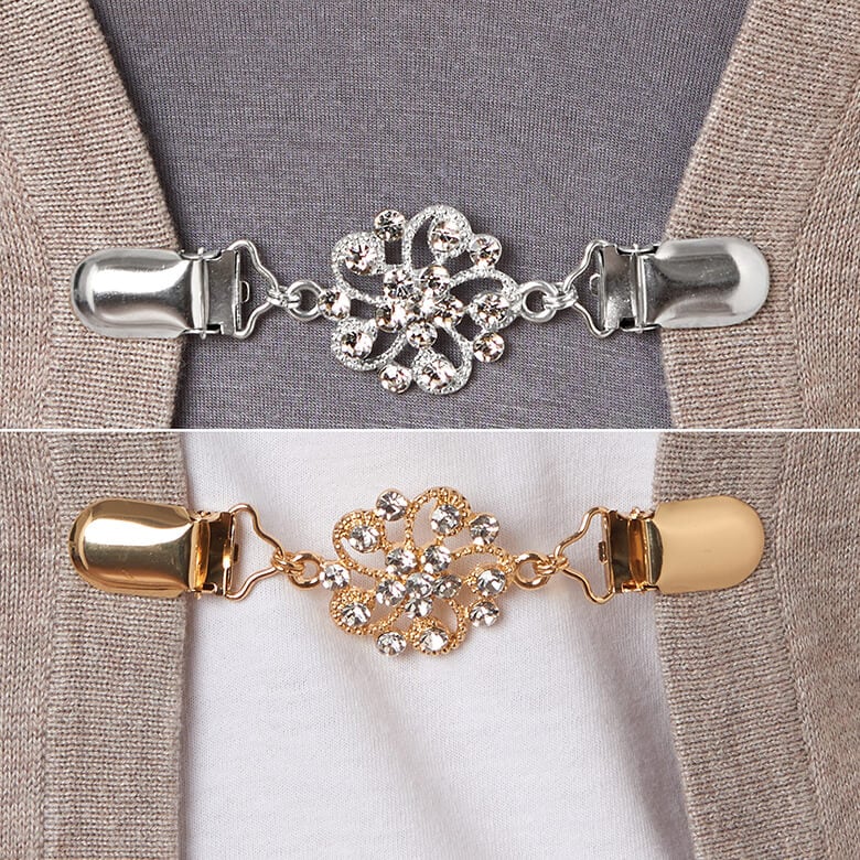 2 Fermagli Per Maglione Con Catena – Clip Retro A Farfalla Per Cardigan, Scialli E Camicie, Colore Oro, Regalo Elegante - 2