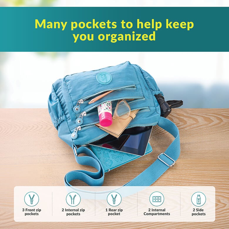 Aqua RFID Multi-Pocket Nylon Bag | Coopers Of Stortford