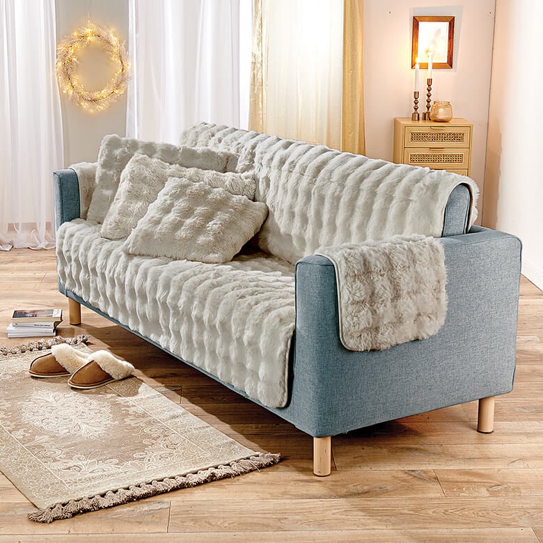 Mink Bubble Faux Fur 3 Seater Cover | Coopers Of Stortford