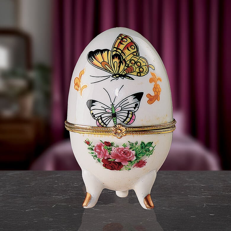 アンティーク雑貨 Vintage Egg Jewellery Box Butterfly Ceramic Egg Jewellery Box - Buy 2 Get 1 Free | Coopers