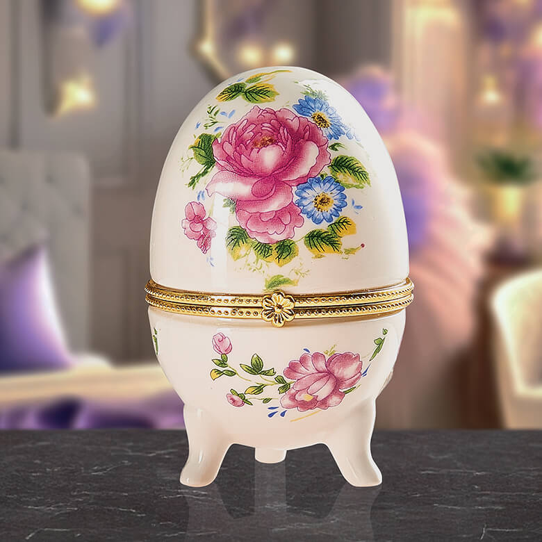 Blue Rose Ceramic Egg Jewellery Box - Buy 2 Get 1 Free | Coopers