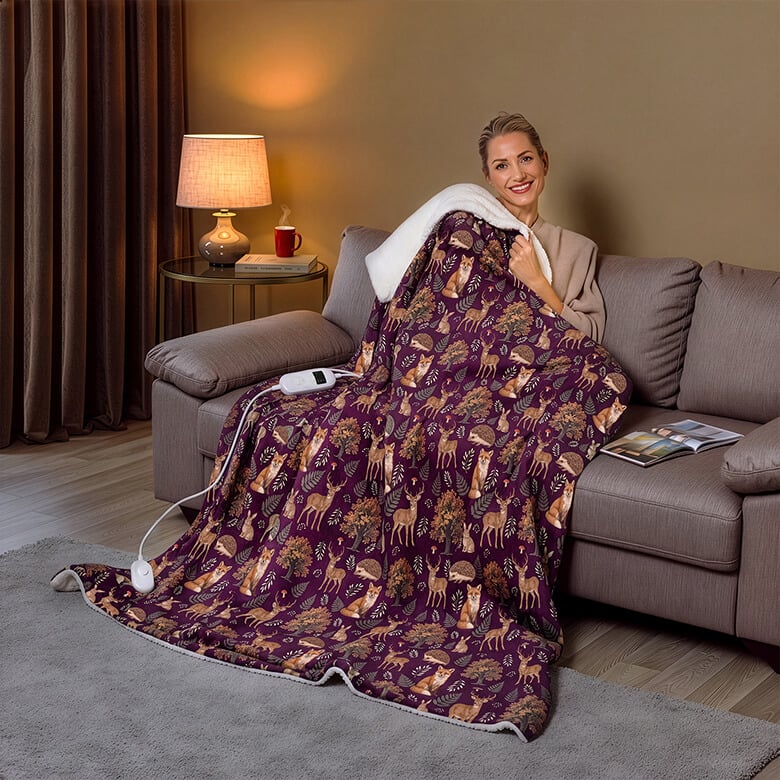 Printed Fleece Heated Electric Over Blanket