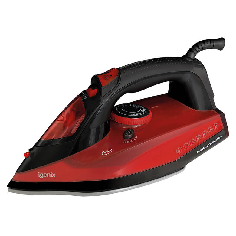 Igenix PowerSteam Pro 2600W Vertical Steam Iron Red Black