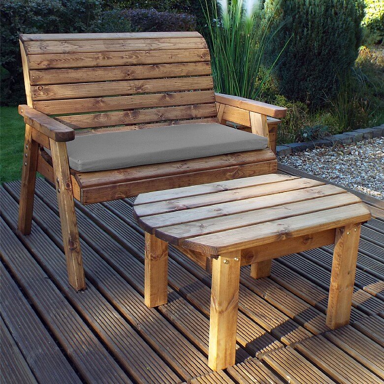 Two Seater Bench With Coffee Table Grey Cushion Garden Outdoors Coopers Of Stortford - Two Seater Outdoor Bench Cushions