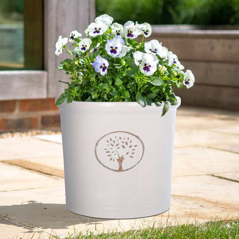 30cm Off White Cotswold Cylinder Pot - Set of 2 | Coopers Of Stortford