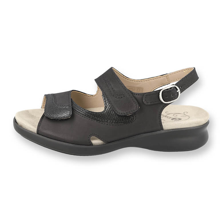 Black wide fit sandals uk on sale