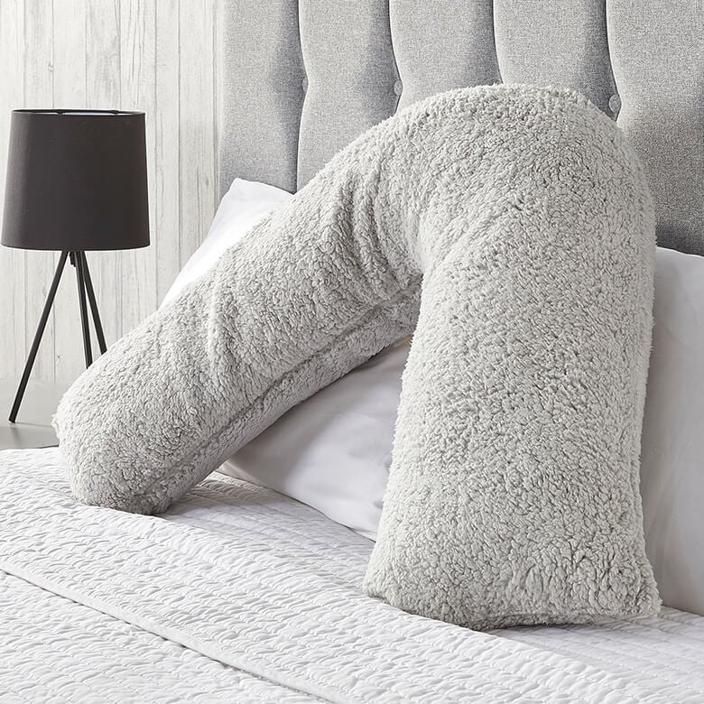 Teddy V Shape Soft and Supportive Pillow Grey Coopers Of Stortford