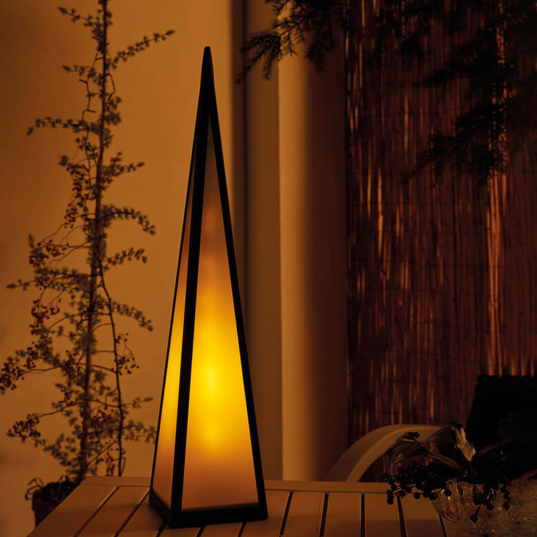 Pyramid Lamp With Flame Effect 60cm