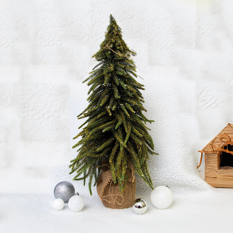 Decorative Gold Finish Mini Christmas Tree in Hessian Bag Large