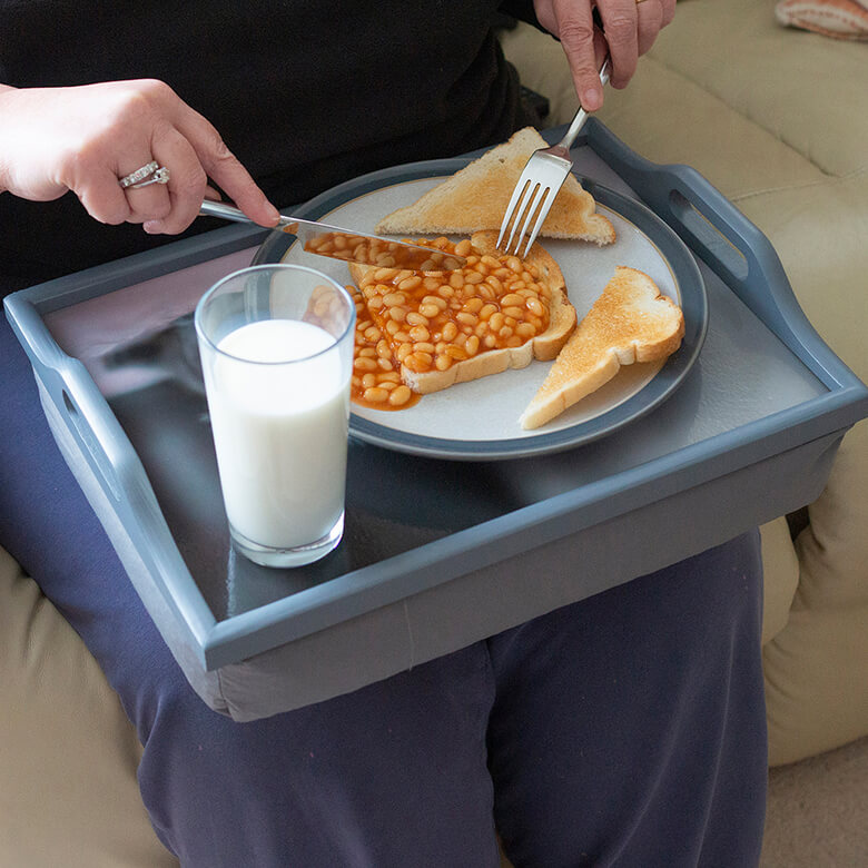 Wooden Lap Tray with Kitten Design and Cushion