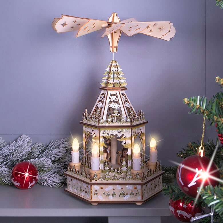 Wooden christmas pyramid carousel Clearance