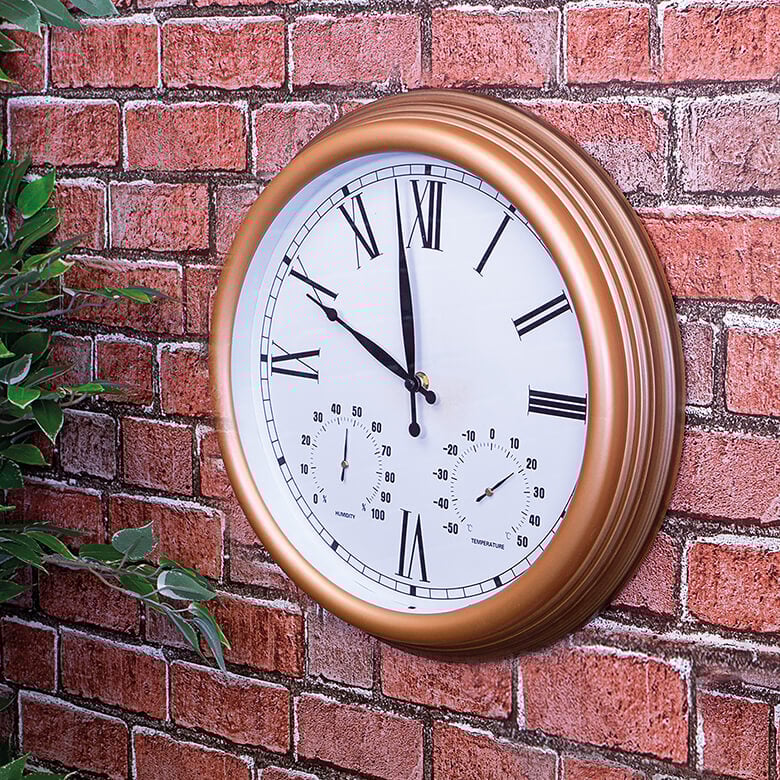 Copper Effect 15' Outdoor Clock With Thermometer & Hygrometer Coopers