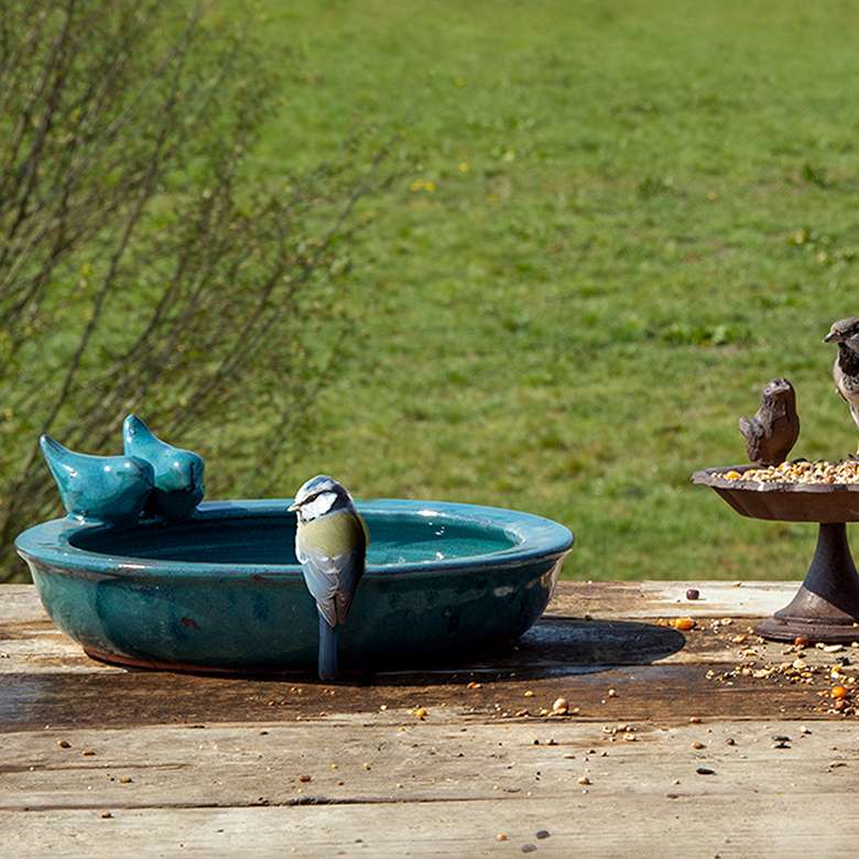 Ceramic Round Bird Bath Green Coopers Of Stortford