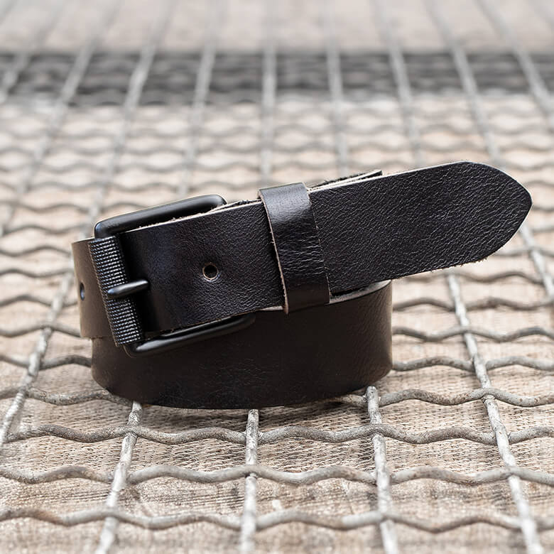 Men's Black Roller Buckle Belt - Black