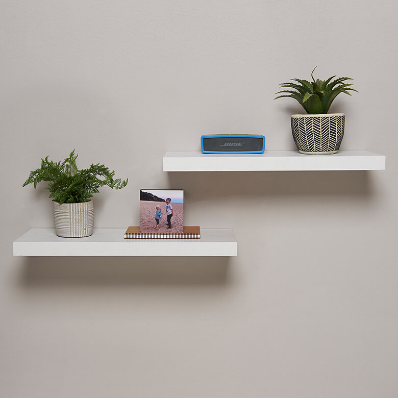 Pk2 Easy Fit Floating Shelves - White