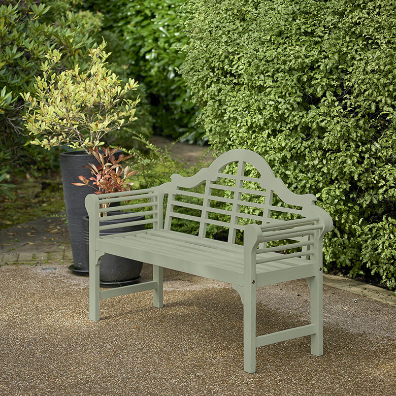 Sage green garden bench deals