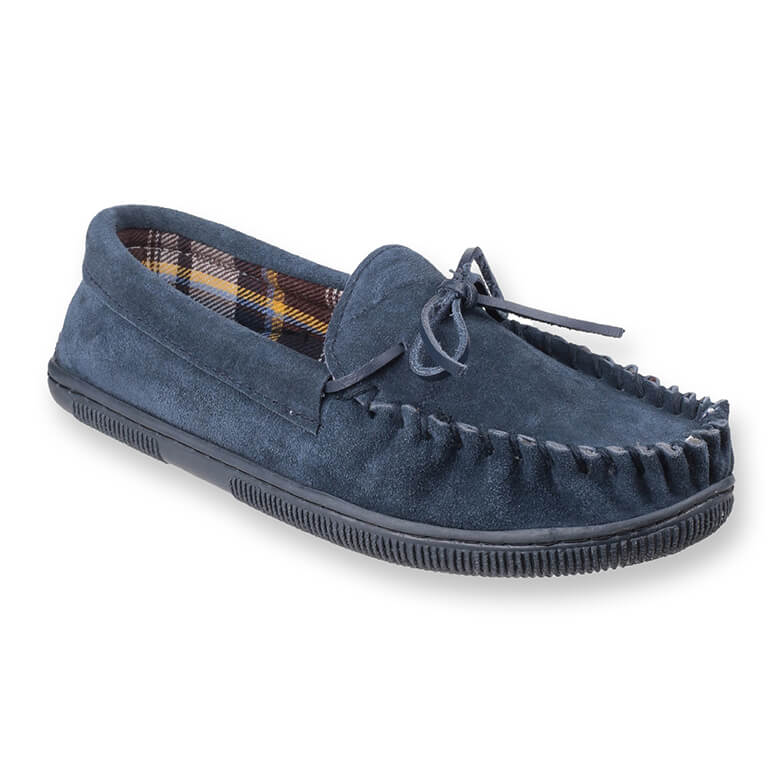 Cotswold Mens Alberta Moccasin Style Slipper Navy Coopers Of