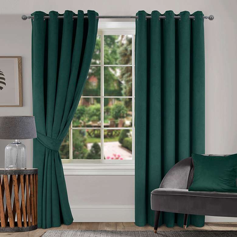 Velour Thermal Ringtop Curtains Mid Grey Coopers Of Stortford