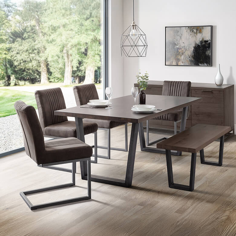 Montclair Dining Table Dark Oak/Gunmetal Coopers Of Stortford