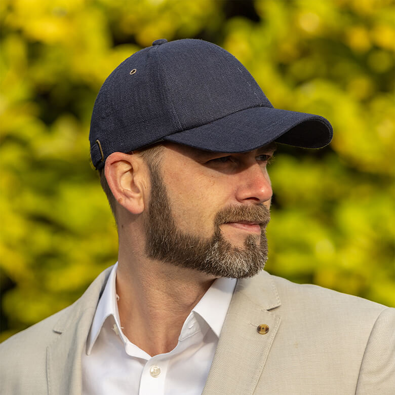 Bristol Linen Baseball Cap - Navy