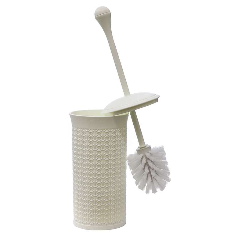 White toilet store brush