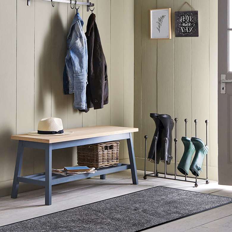 Washamat Eco/Border Anthracite Rugs & Mats Coopers Of Stortford