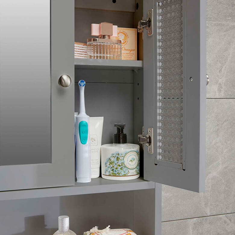 Grey bathroom clearance wall cabinets