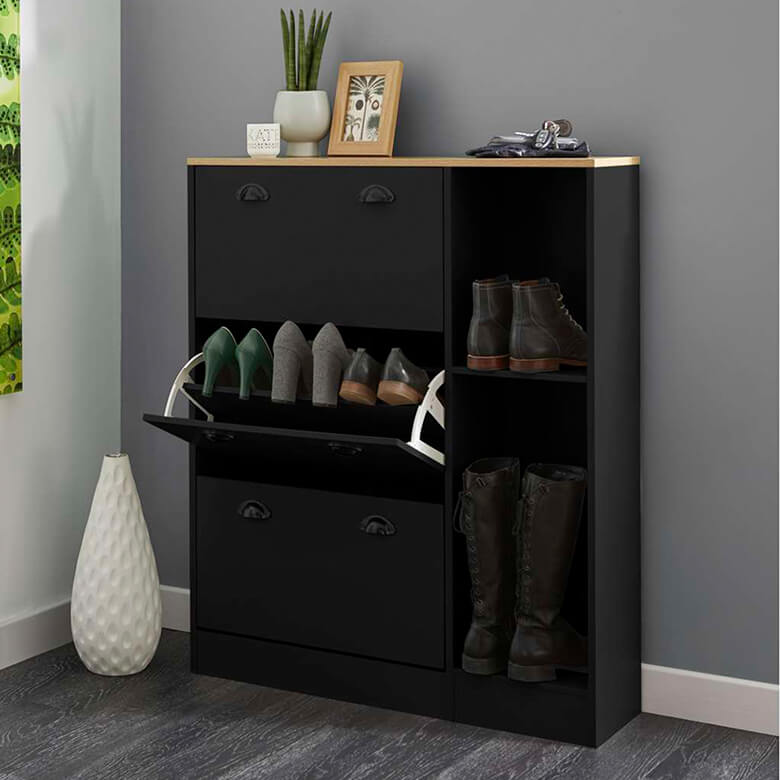 Linwood Shoe Black And Oak Effect Coopers Of Stortford