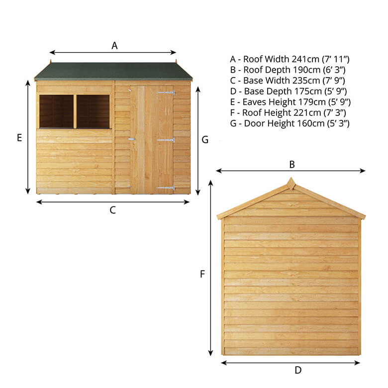 Mercia 8 X 6ft Overlap Reverse Apex Shed | Coopers Of Stortford