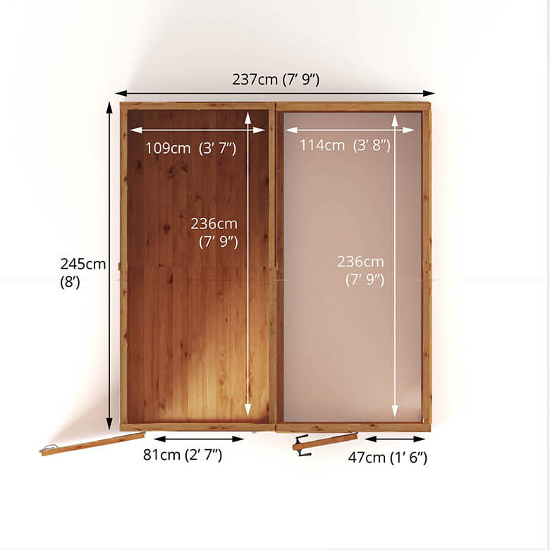 Mercia 8 X 8 Woodsman Styrene Greenhouse/Shed Combi | Coopers Of