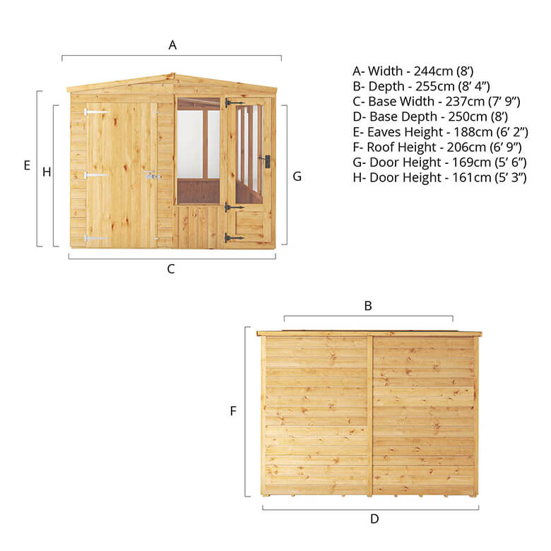 Mercia 8 X 8 Woodsman Styrene Greenhouse/Shed Combi | Coopers Of