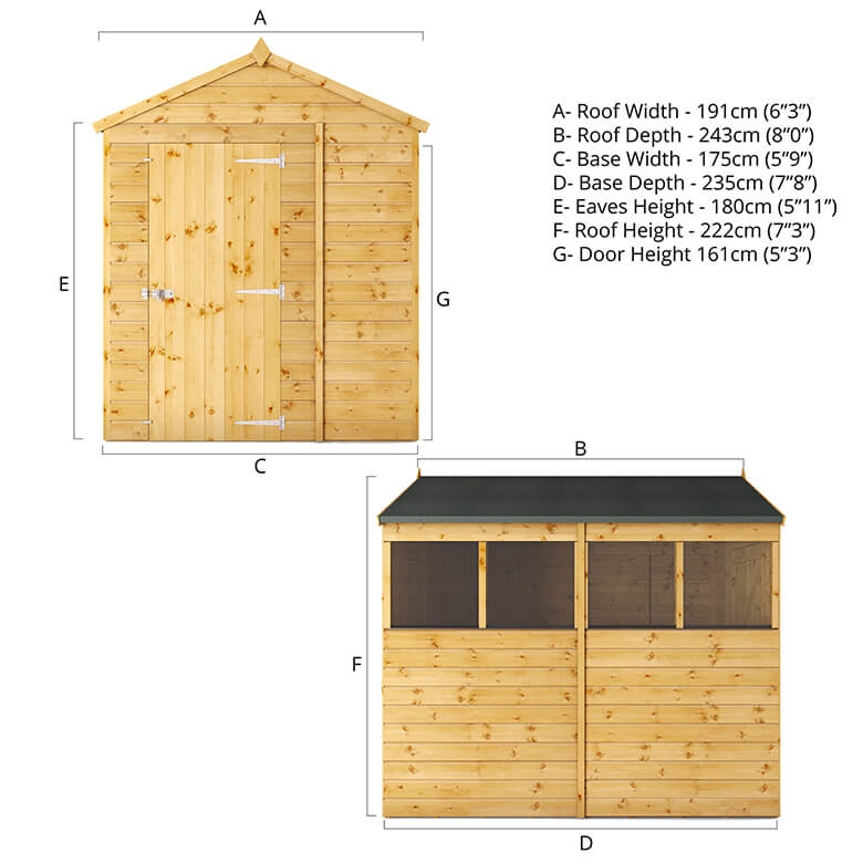 Mercia 8 x 6ft Shiplap Apex Shed | Coopers Of Stortford