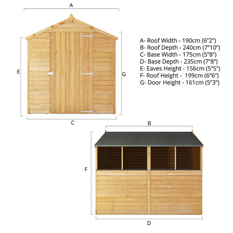 Mercia 8 x 6ft Overlap Apex Shed - Single Door | Coopers Of Stortford