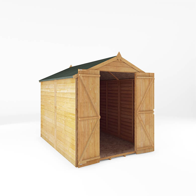 Mercia 8 x 6ft Overlap Apex Windowless Shed - Double Door