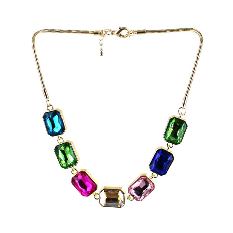 Brightly Coloured Glass Stone Statement Necklace