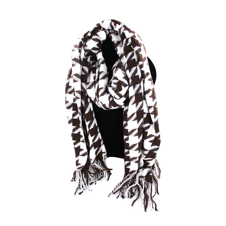 Brown Dogtooth Pattern Scarf Coopers Of Stortford