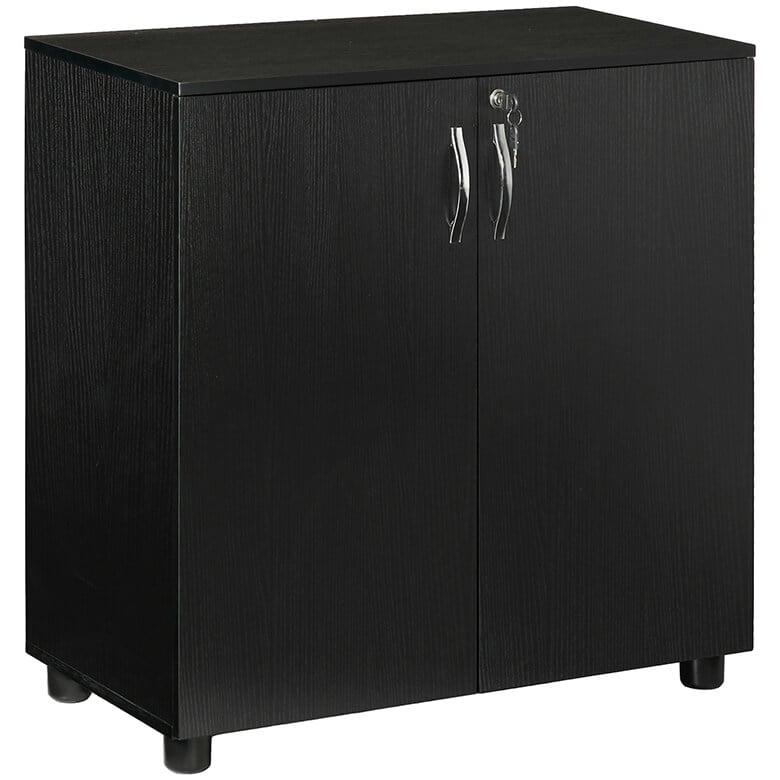 2 Tier Lockable Storage Cabinet Black | Coopers Of Stortford