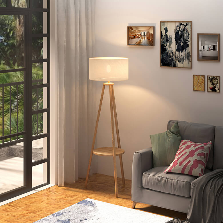 Tripod Floor Lamp with Shelf