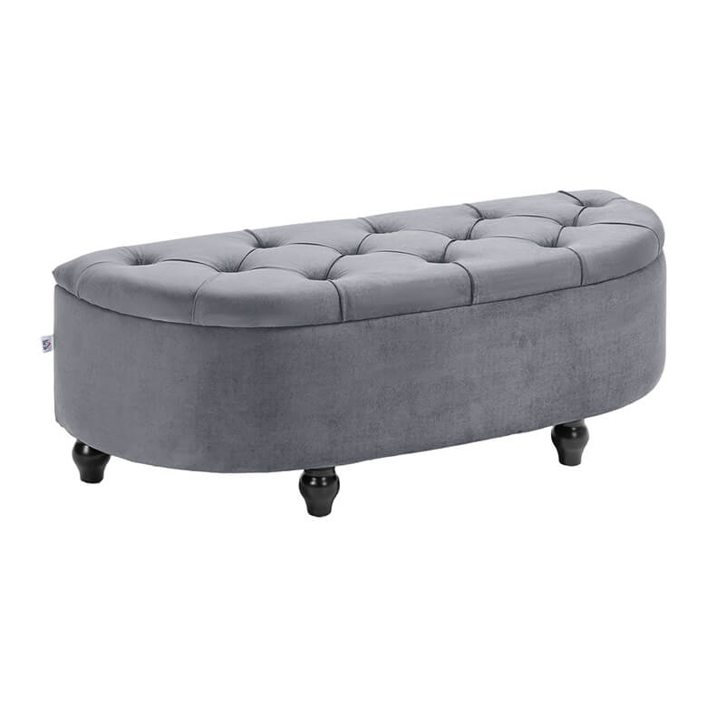 Semi Circle Storage Ottoman Bench Dark Grey Coopers Of Stortford