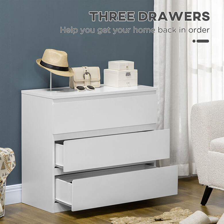 Chest of Drawers 3 Drawers White