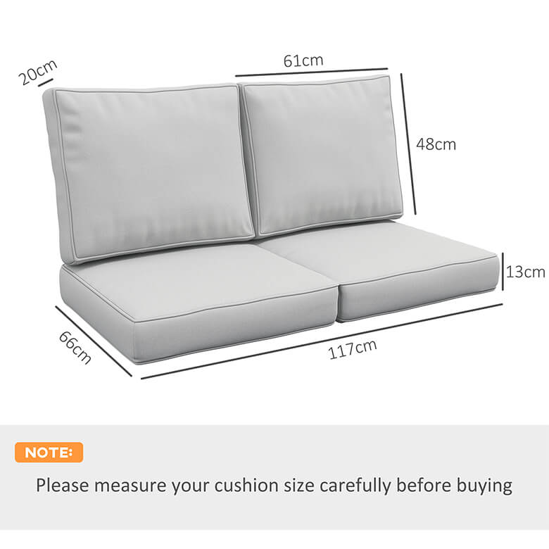Seater Outdoor Seat Cushion With Back Light Grey